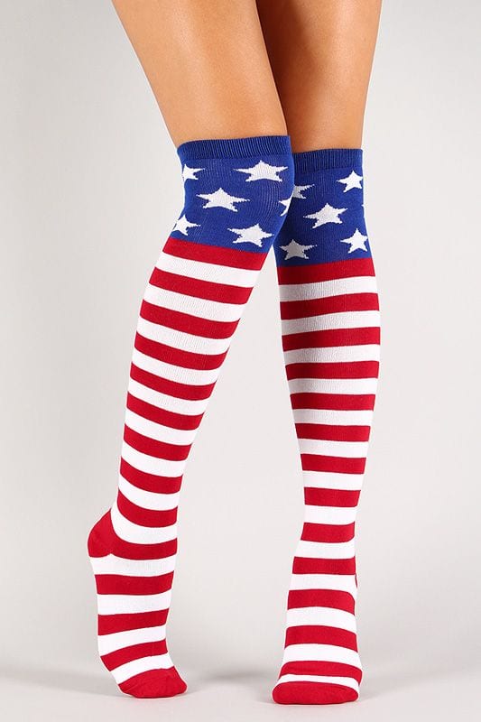 American Flag Thigh High Socks