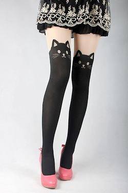 Kitty thigh high socks