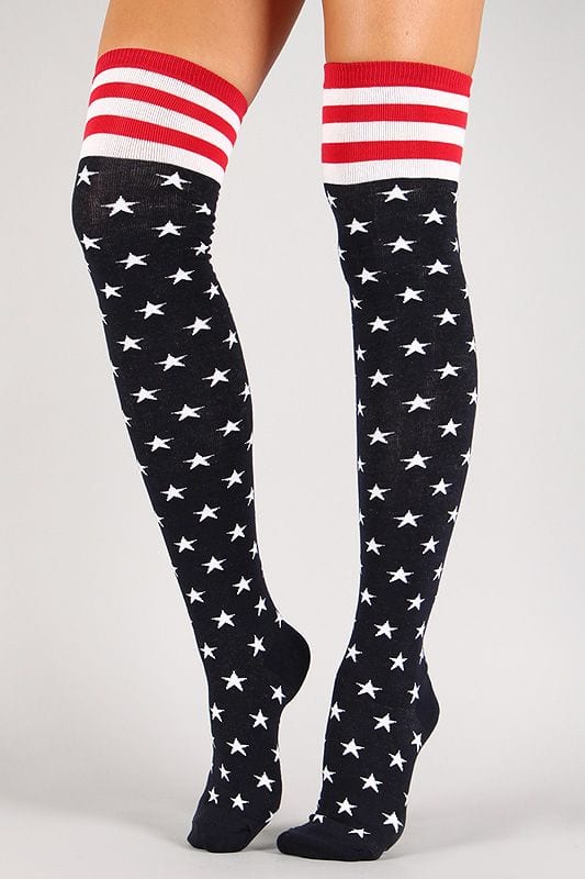 Patriotic Thigh High Socks