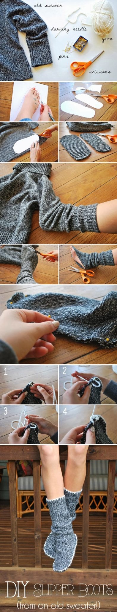 Simple DIY Boot Socks Tutorial Using Old Sweater