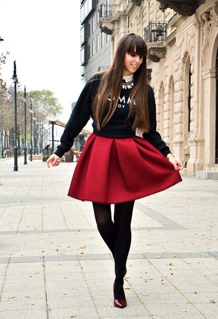 outfits to wear with skirts for fall (6)