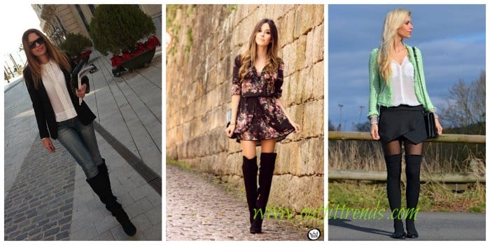 winter outfits with long boots