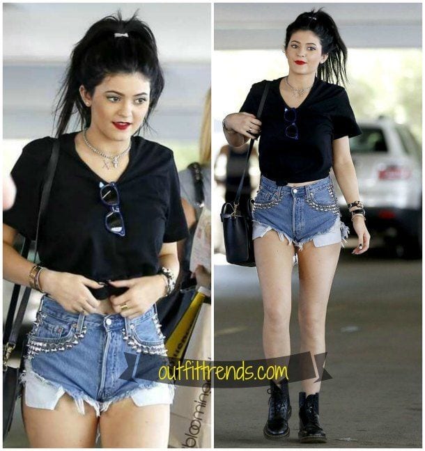 kylie jenner studded shorts