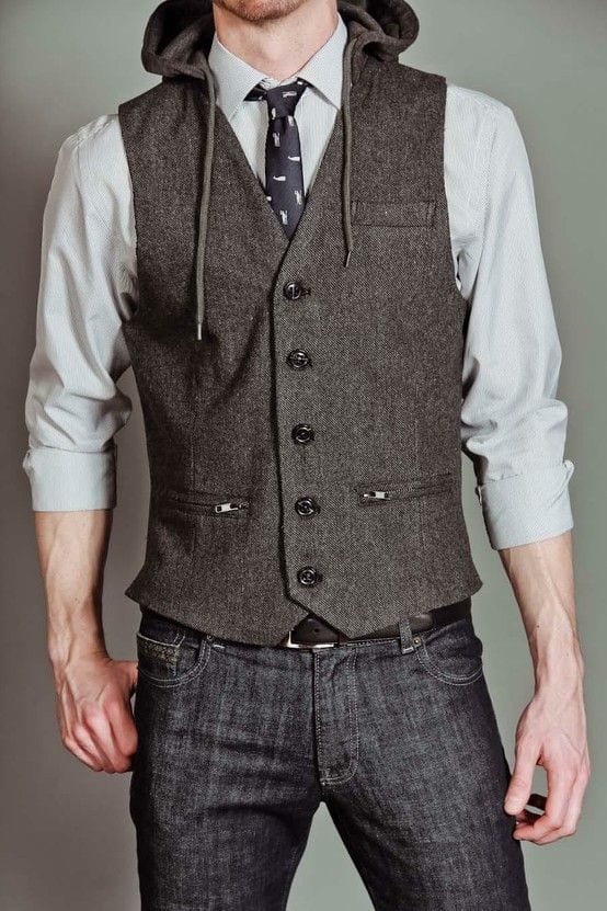 mens waistcoat with short sleeve shirt