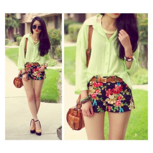 Outfits with floral shorts (8)