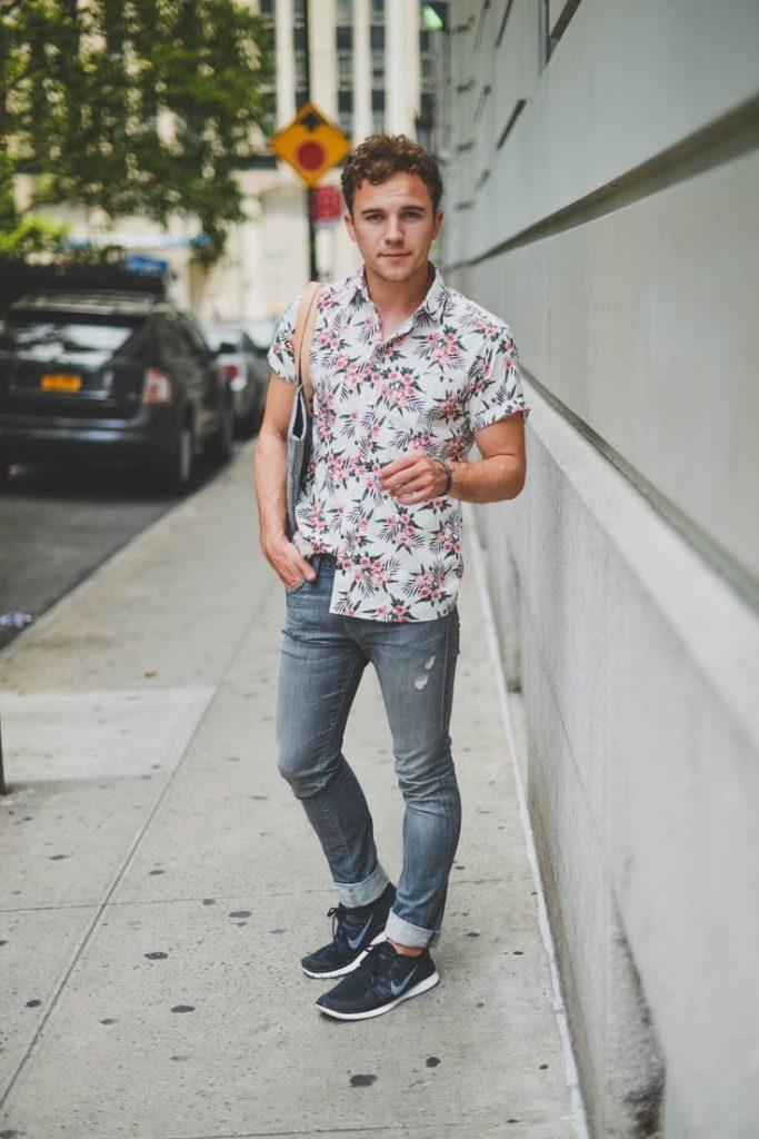 matching floral shirt and shorts