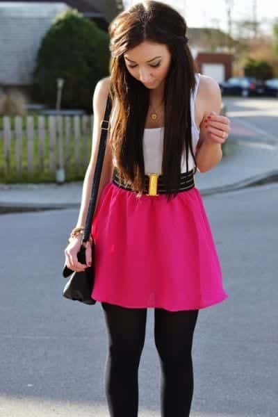 Outfits with Pink Skirts-30 Ideas How to Wear Hot Pink Skirts