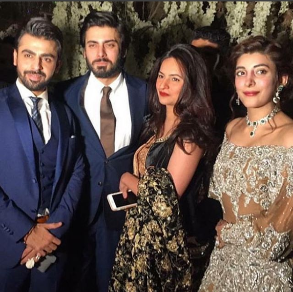urwa and farhan with fawad khan on barat