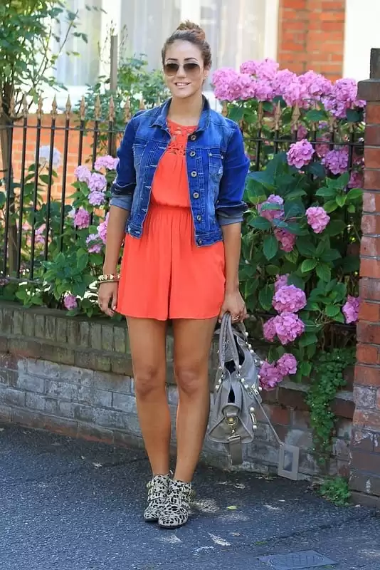 Denim Jacket with Red Dress Denim Jacket with Red Dress