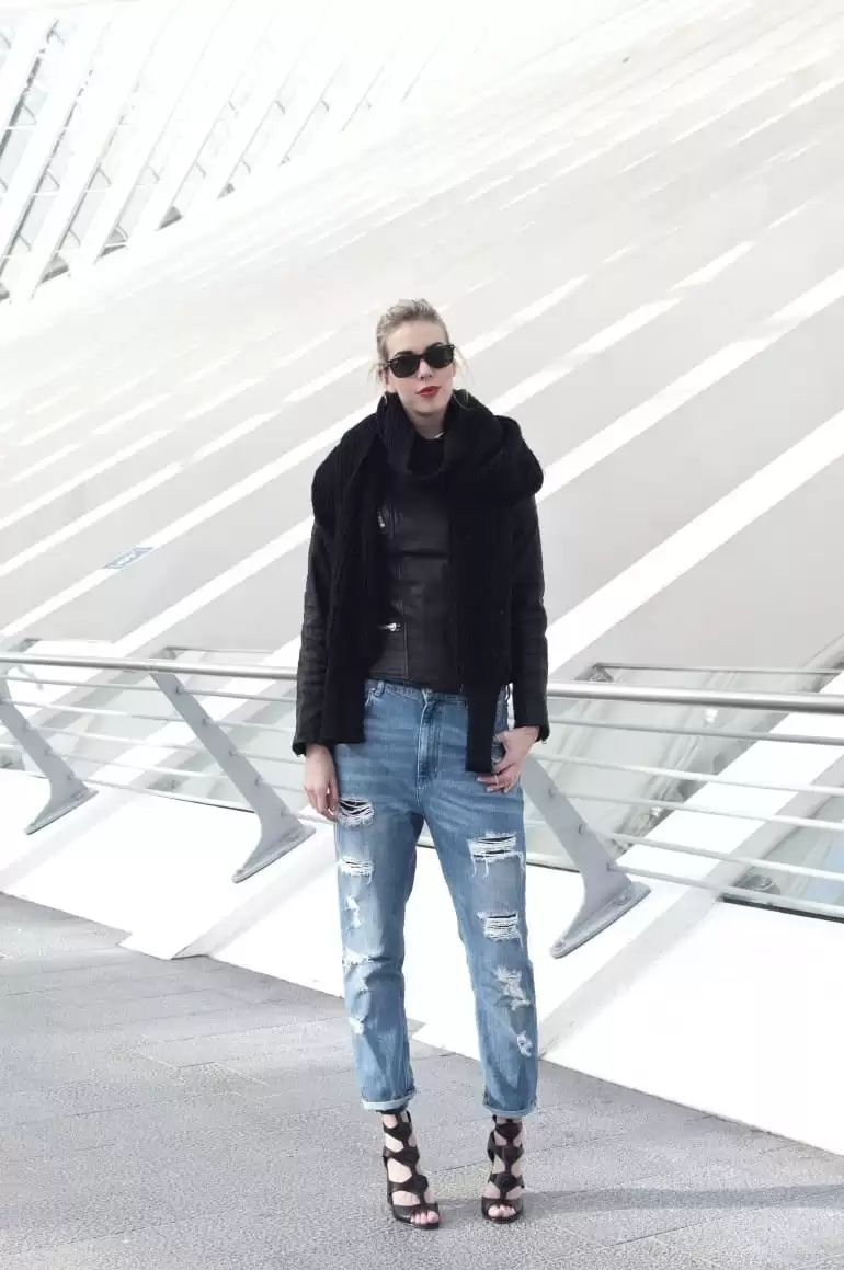 Stylish Girls in Distressed Jeans Stylish Girls in Distressed Jeans
