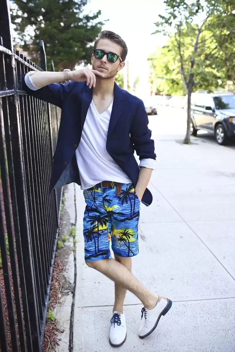Men street style with Bermuda shorts Men street style with Bermuda shorts
