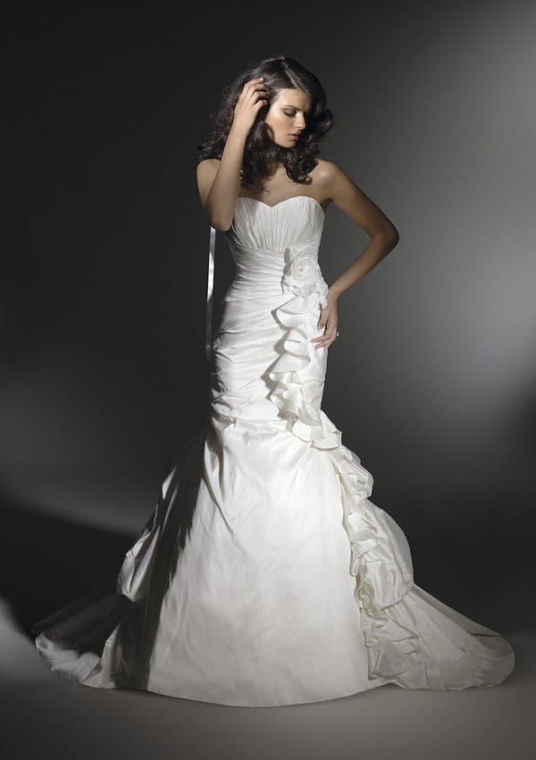 Mermaid Asymmetrical Ruched Skirt wedding gown