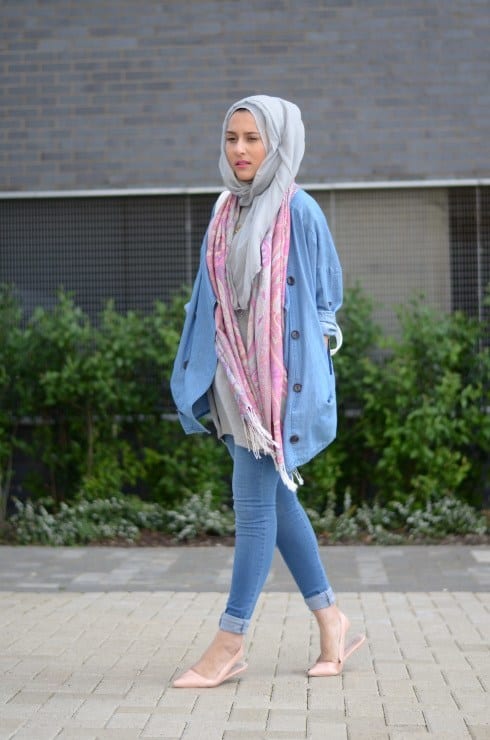 Hijab with denim pants