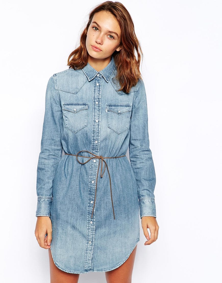 Light blue denim dress