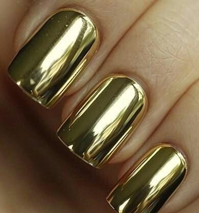 Gold metallic nail fashion Gold metallic nail fashion