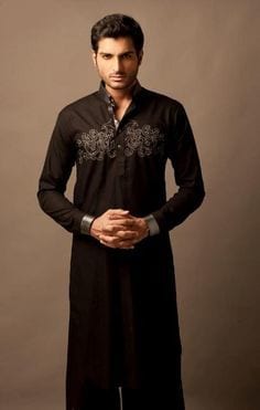 Black Embroided Kurtas men