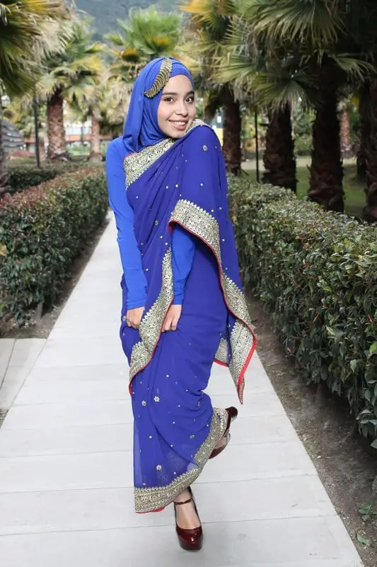 Modern Saree With Hijab Style