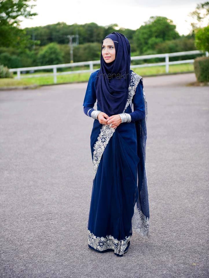 Hijab with saree outfits