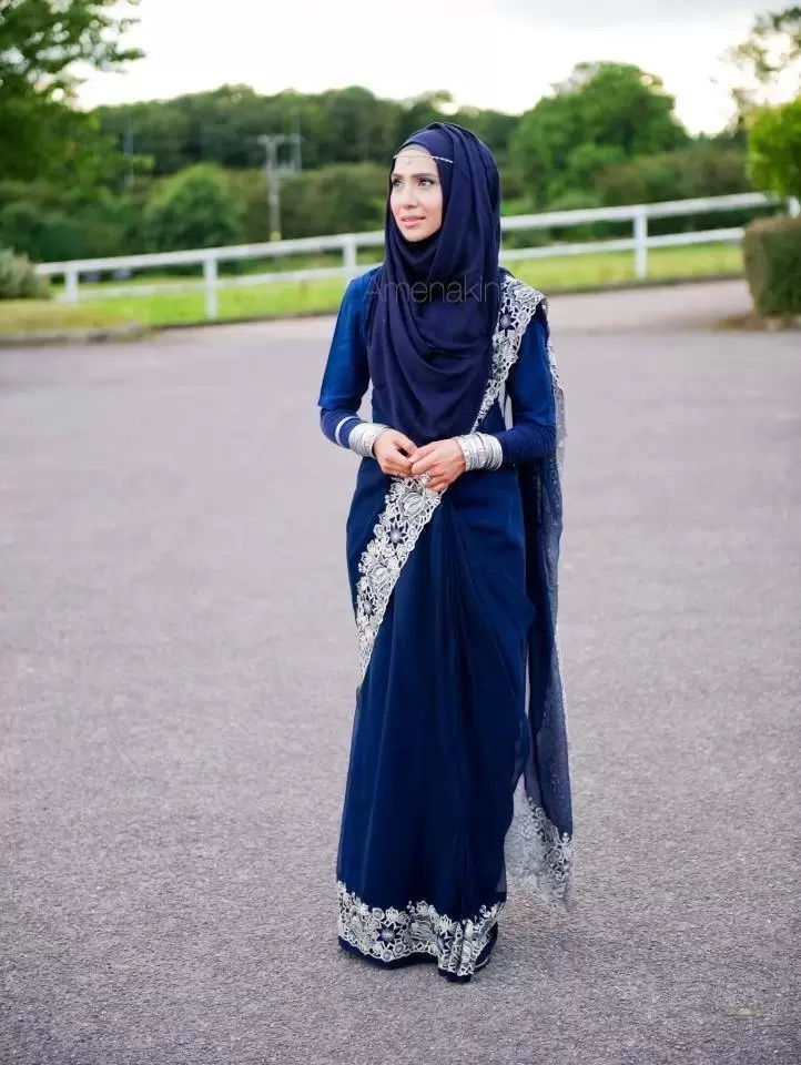 Hijab with saree outfits