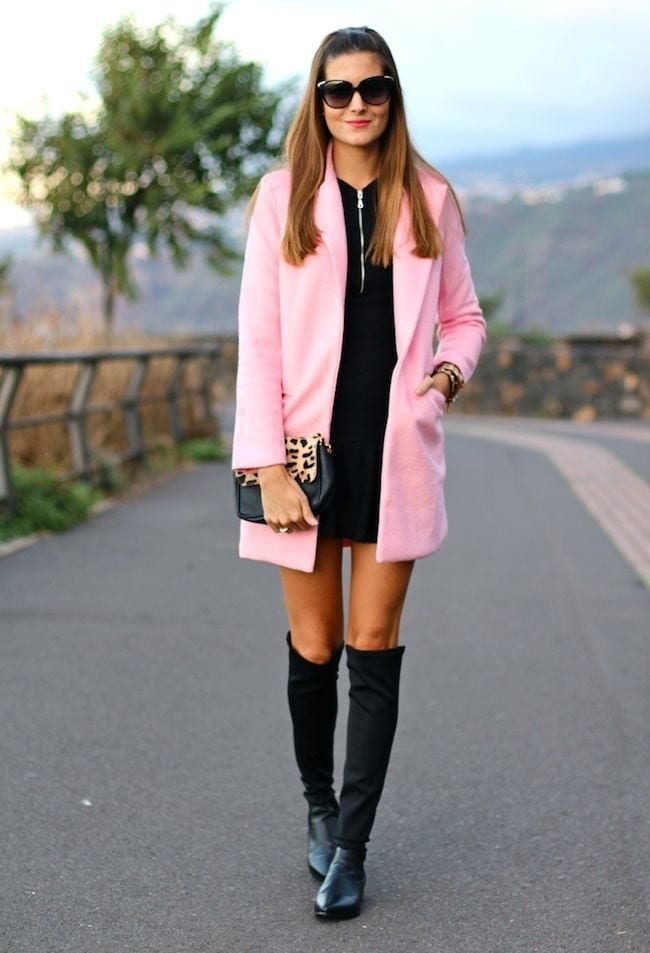 Pink long coat style