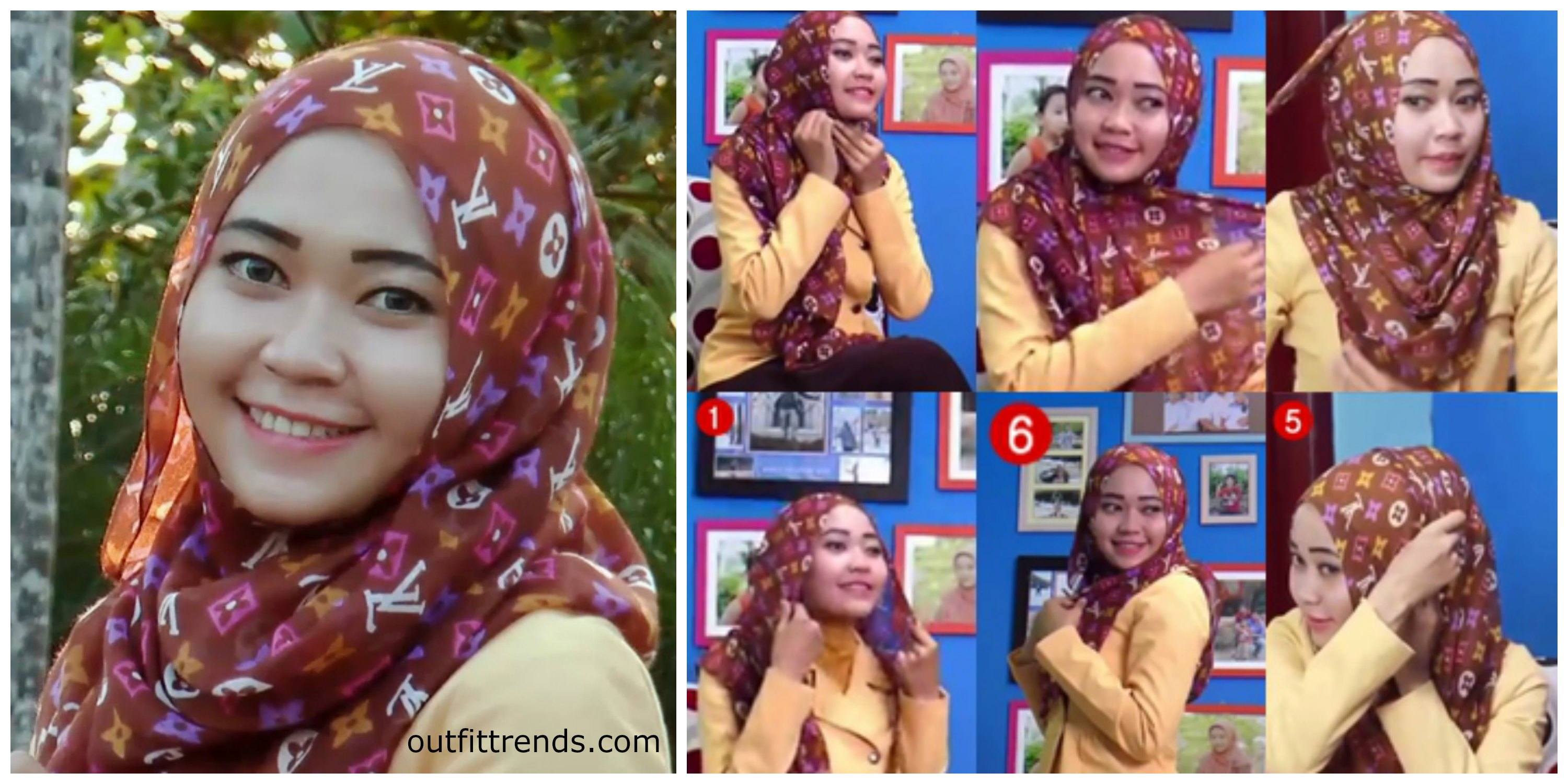 gambar tutorial hijab paris simple