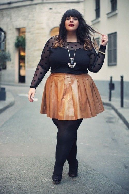 leather skirts curvy womn