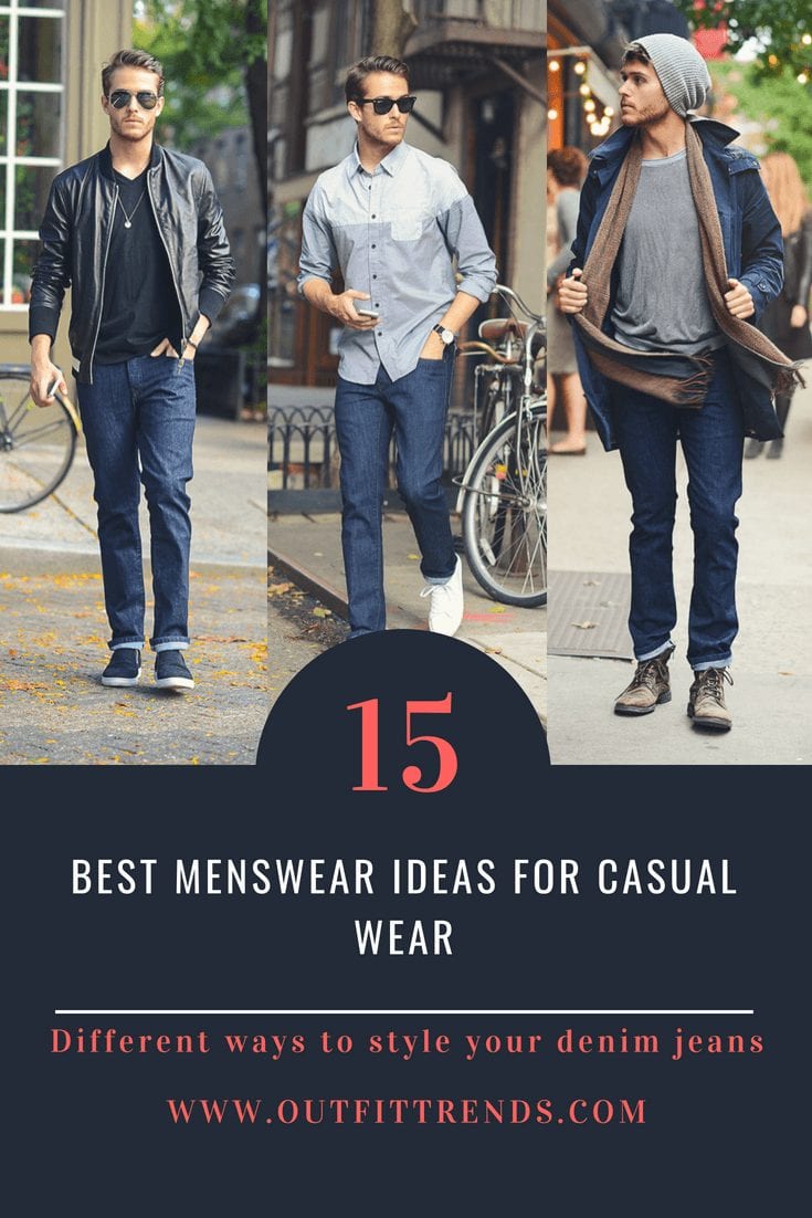 casual outfits for guys with denim jeans