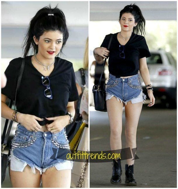 25 Cute Outfits Ideas to Wear with Denim Studded Shorts