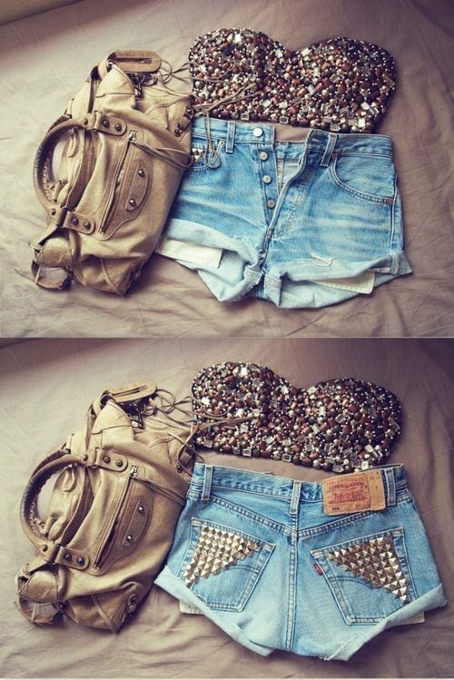 studded shorts bikini