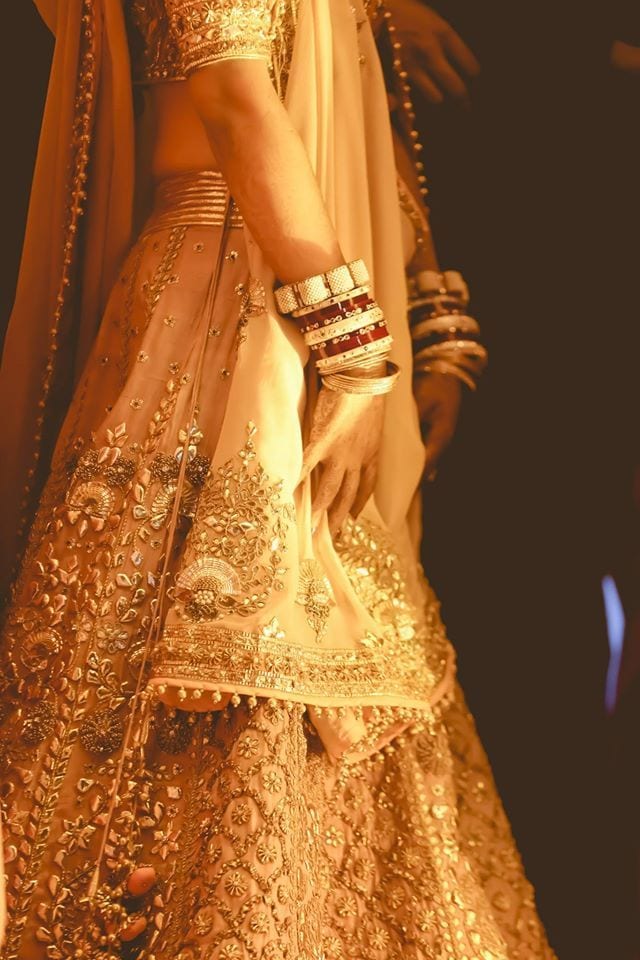 pastel bridal lehenga in salmon