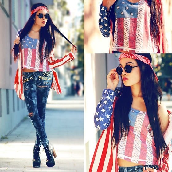 blue bandana outfit women's