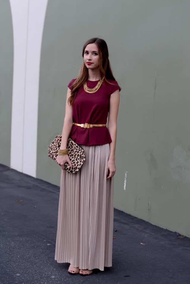 peplum top with maxi skirt