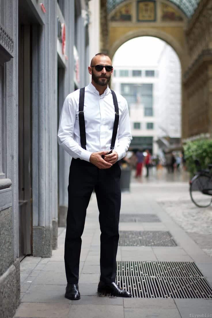 formal white shirt grey pants