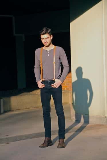 men outfits with suspenders