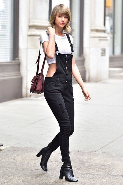 black dungaree dress