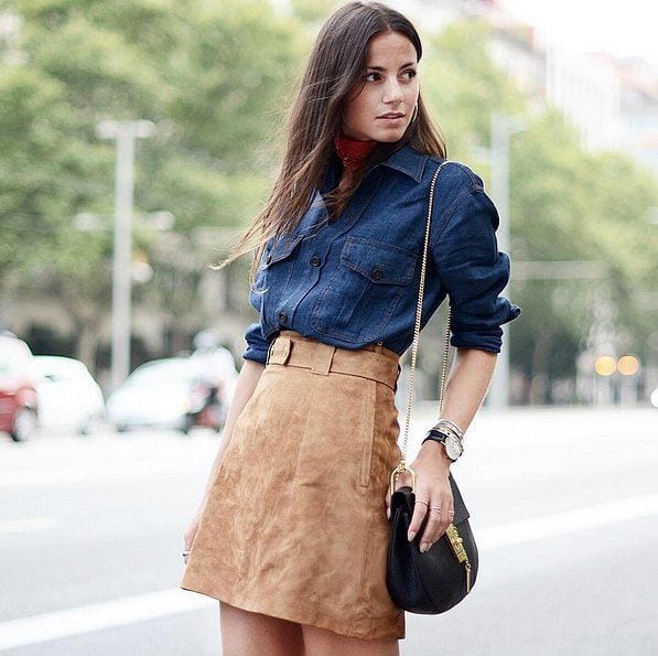 Cute Seude Skirt Outfits-17 Ways to Wear Seude Skirts