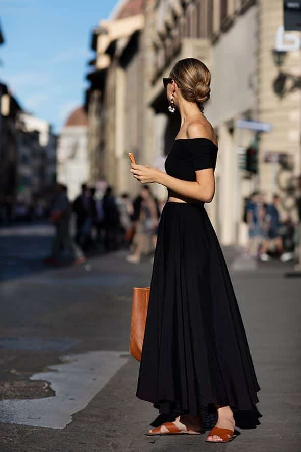 black off the shoulder maxi dress