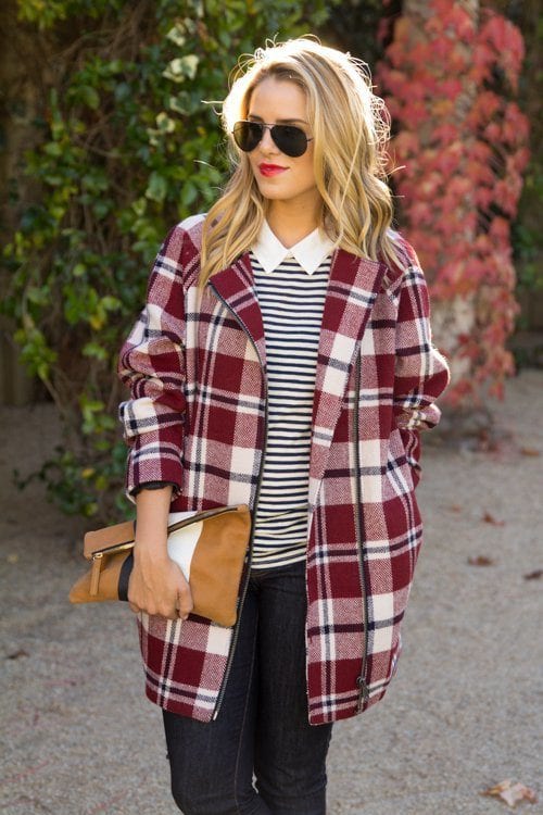 cute outfits with plaid coats 1