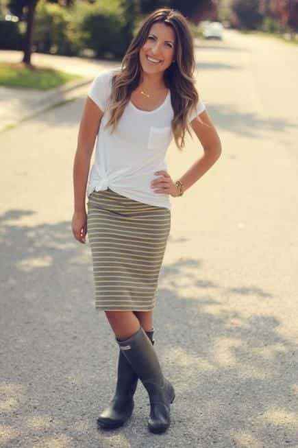 Outfits with Bunter Boots-20 Ways to Wear Hunter Boots