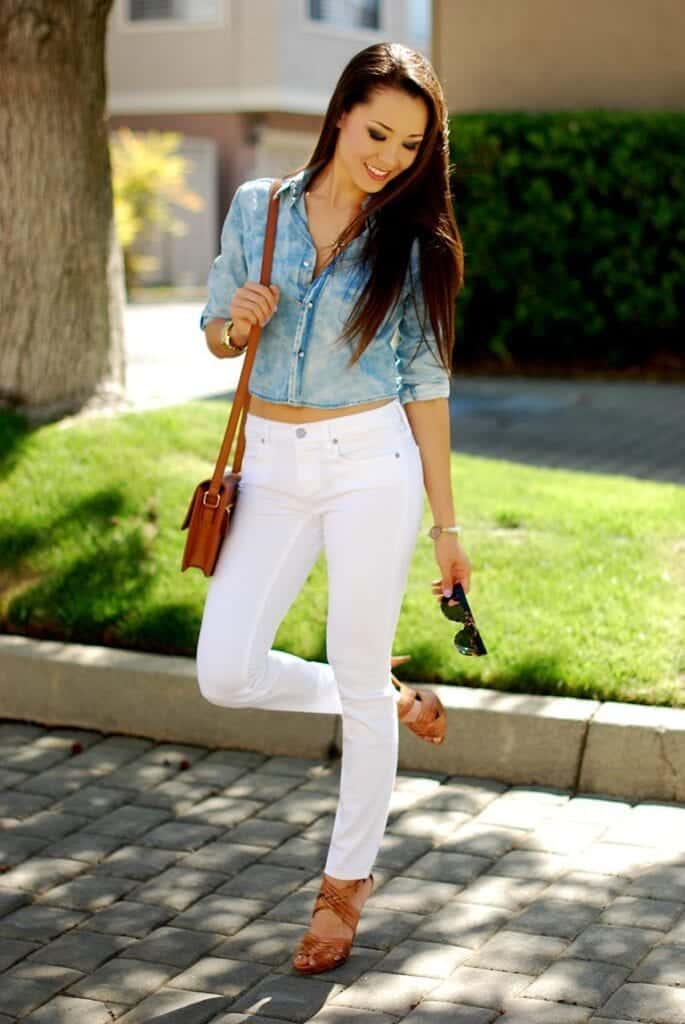 Fashionable ways to wear white jeans (13)