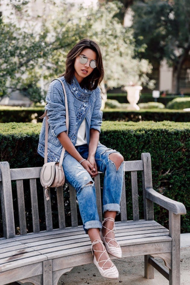 29 Cute Outfits with Lace Up Ballet Flats How to wear