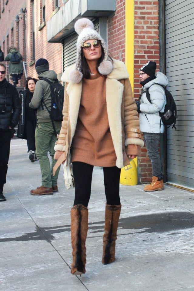 How to wear Shearling Boots - Ideas to wear Dresses with boots (17)