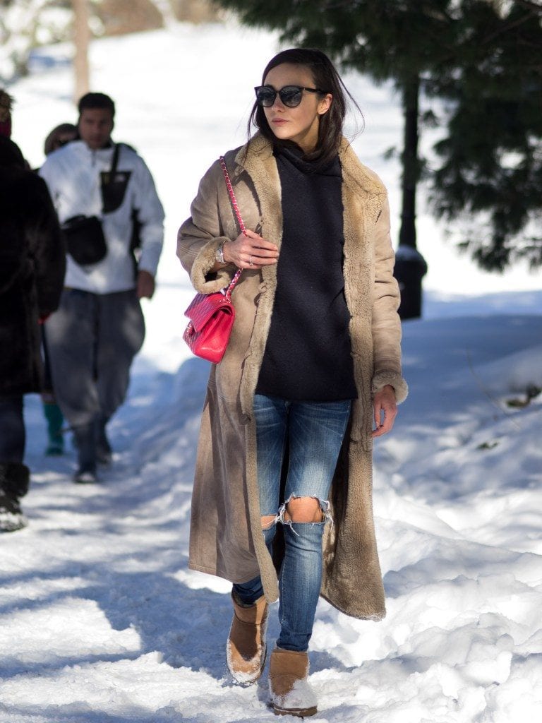 How to wear Shearling Boots - Ideas to wear Dresses with boots (23)