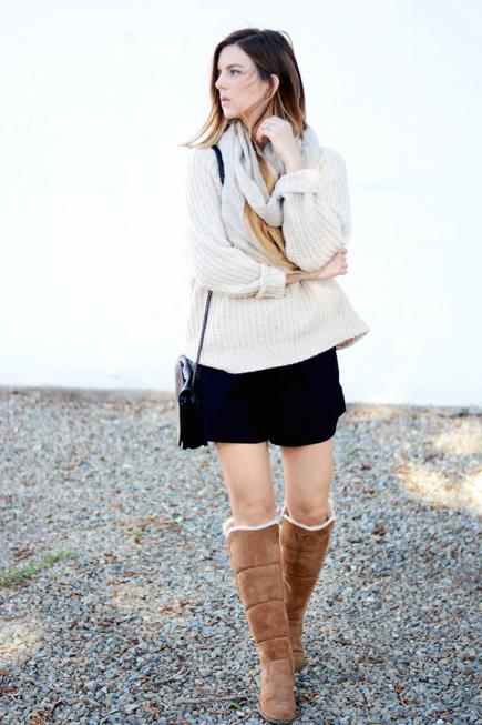 How to wear Shearling Boots - Ideas to wear Dresses with boots (4)