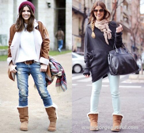 How to wear Shearling Boots - Ideas to wear Dresses with boots (10)