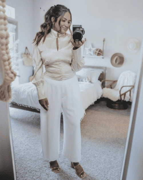 white wide leg pants outfits for women