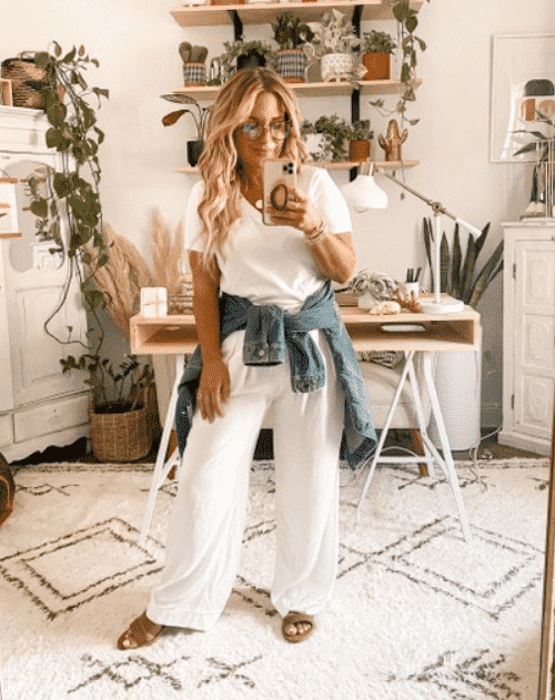 white wide leg pants for women