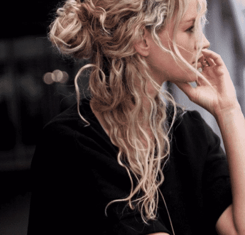 Beach Brown Waves with Half-Up Bun Style