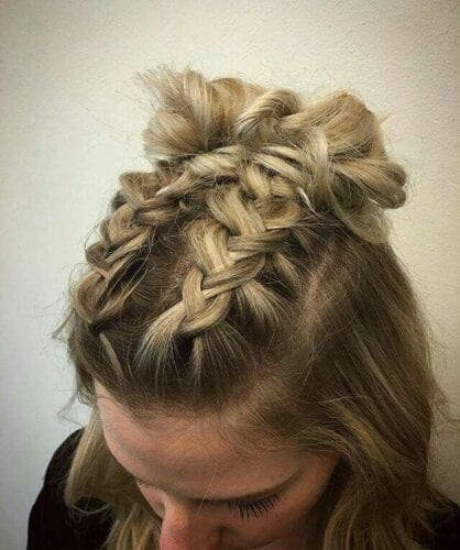 Braided Half Up Bun Style