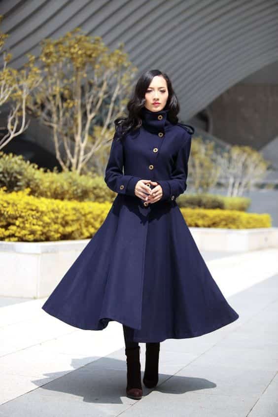 women outfits with blue coats